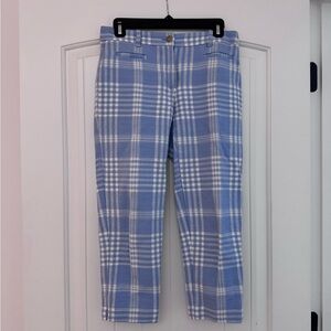 Ann Taylor Light Blue and Cream Plaid Pants